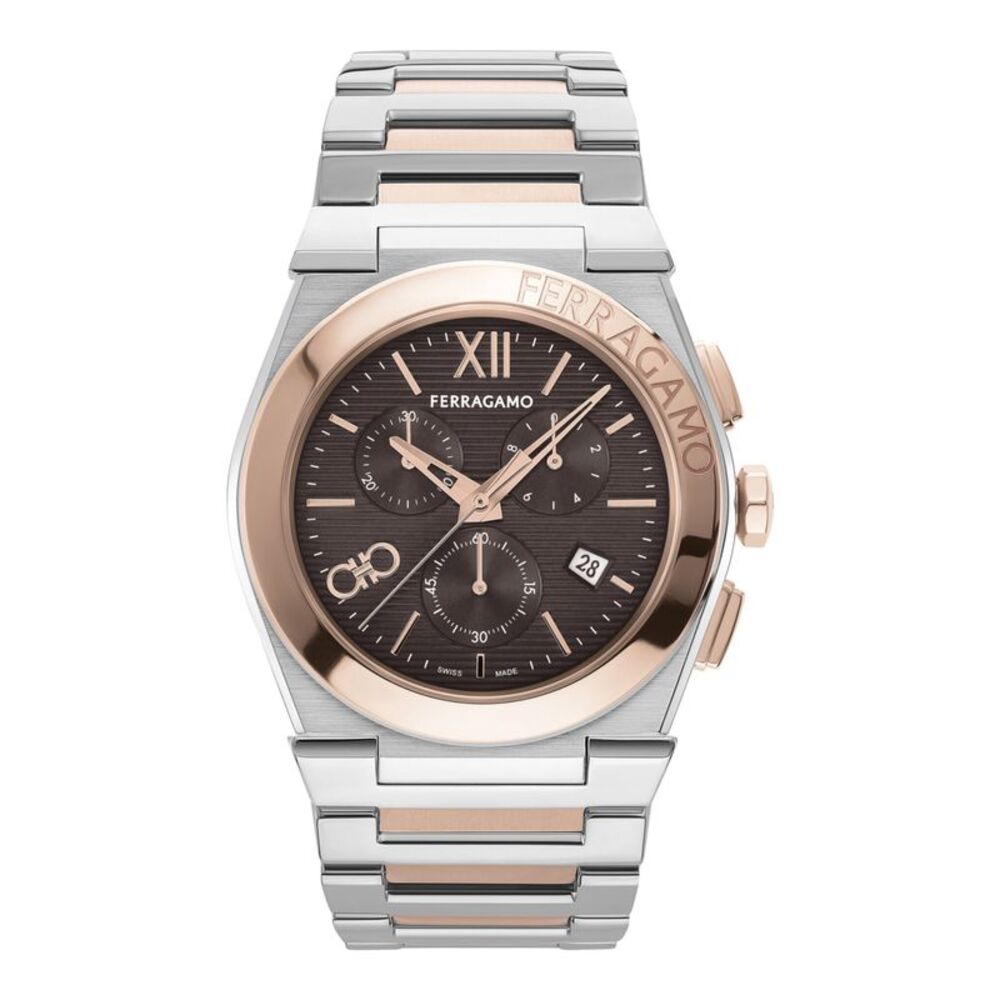 Ferragamo Vega Chrono Bracelet Watch Two Tone Mens